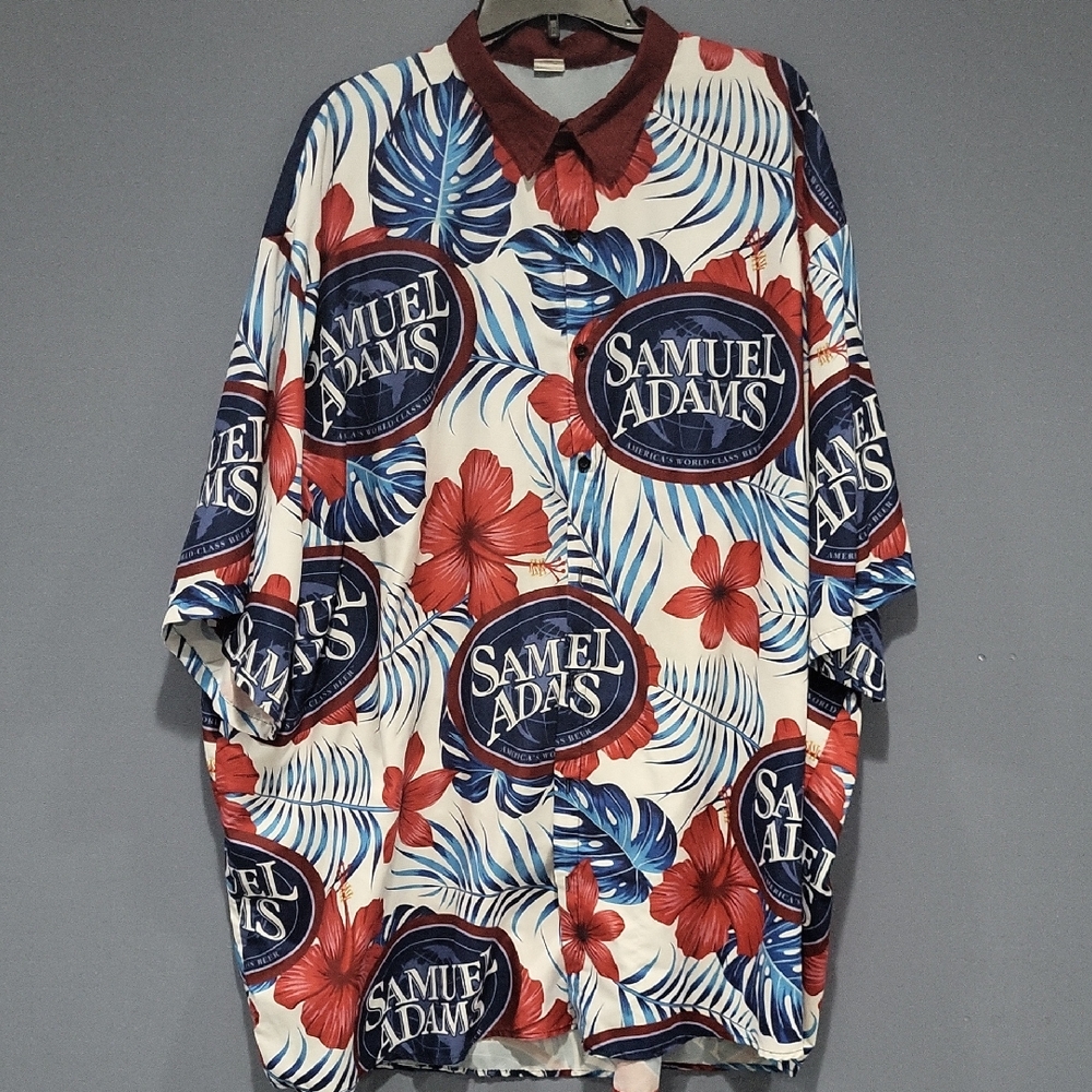 Men's Casual Button Down Shirt - Red and Blue Floral